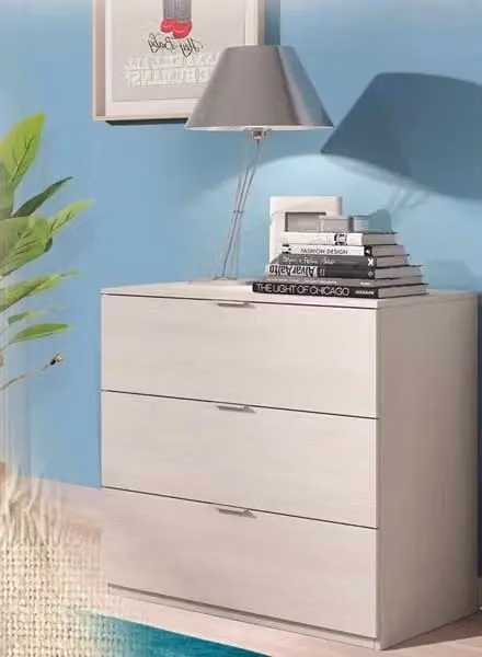 Cassettiera con 3 cassetti in legno colore rovere marrone opaco per camera da letto o ufficio