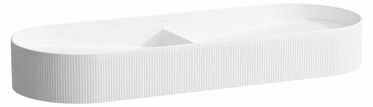 LAUFEN Sondeur mobile à double lavabo avec texture, sans trou pour robinet, sans trop-plein, 1000x370mm, avec couvercle en céramique pour robinet de vidange, blanc, H8123497571121, H8123497571121
