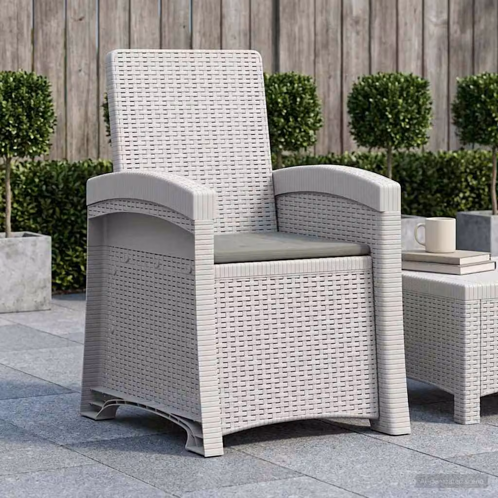 Sedia da giardino reclinabile vidaXL in effetto rattan con braccioli, resistente alle intemperie, disponibile in bianco o grigio