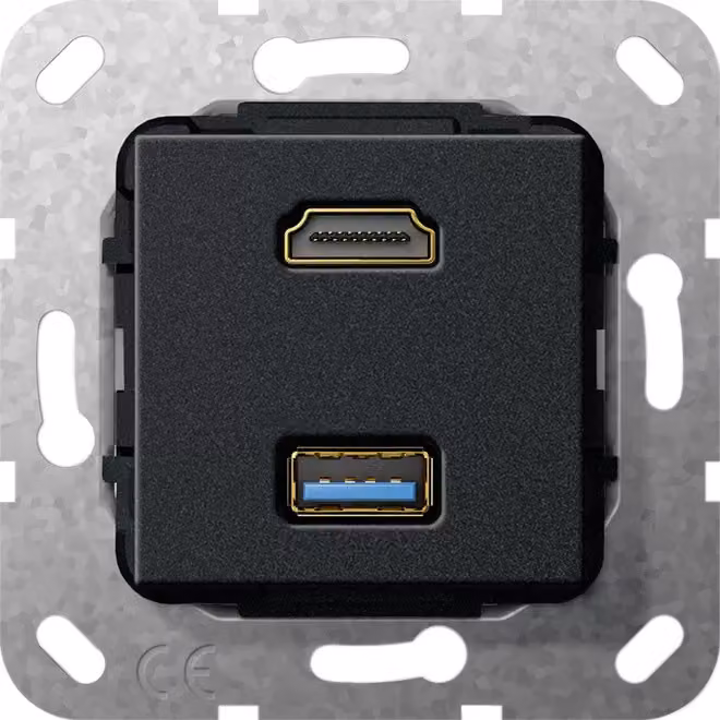 Gira 567810 Adattatore HDMI/USB 3.0 A maschio-femmina, nero opaco