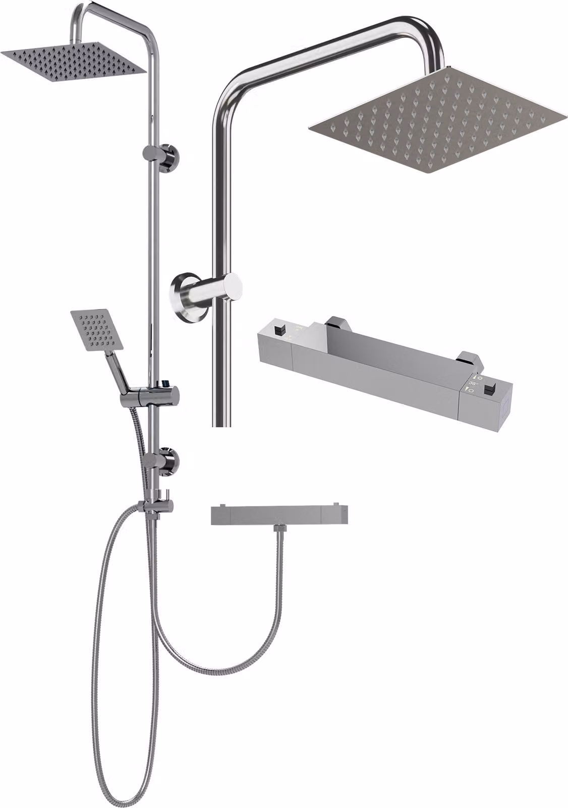 Granitan - Set doccia - Sistema doccia - Termostato - Cromo - Doccia a pioggia - TUGELA