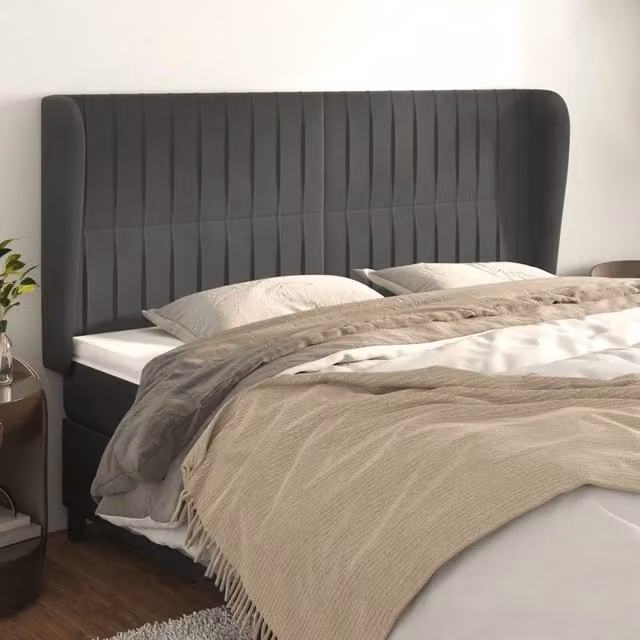 Testiera ad Orecchio-Testata con Orecchie GrigioScuro 183x23x118/128cm in Velluto 868706