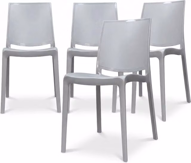 Set di 4 sedie da esterno Marvin in polipropilene design moderno colore grigio