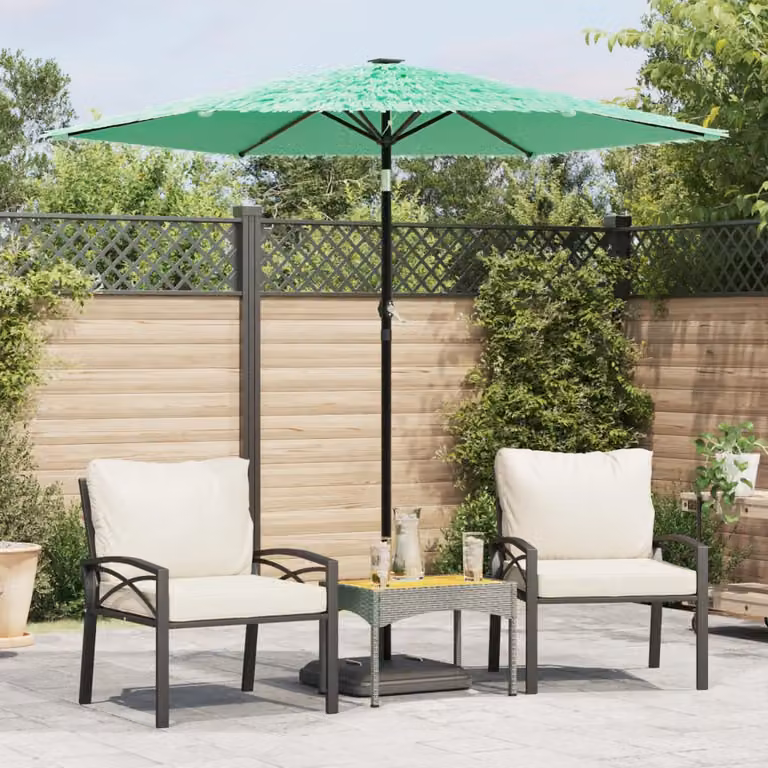 Ombrellone da giardino vidaXL in poliestere verde con palo centrale in acciaio L/P/H: 223 x 223 x 213 cm