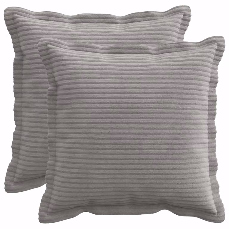 Set di 2 federe vidaXL HOUTEN in velluto a coste grigio chiaro, L 40 x P 40 cm