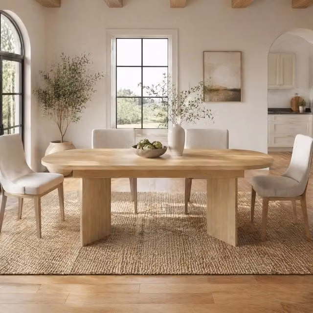 Tavolo da pranzo allungabile 160/200x90 cm con angoli arrotondati; in MDF colore rovere