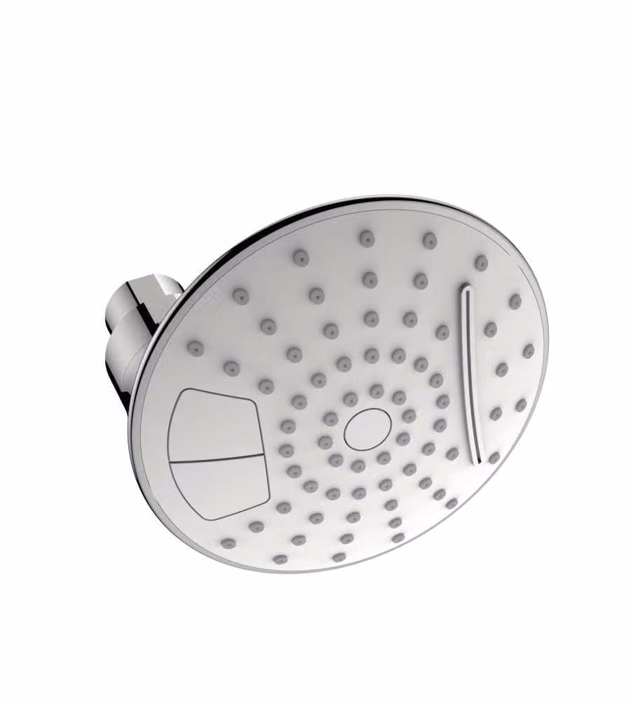 Corfù Soffione tondo ABS cromato grigio Ø 12 cm 2 getti anticalcare