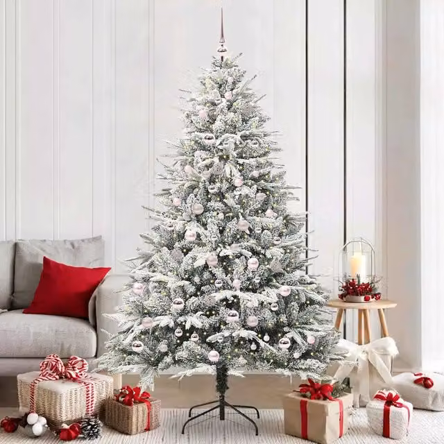 Albero di Natale Artificiale Pre-illuminato con LED Bianco Caldo e Set di Palline Verde vidaXL – 1