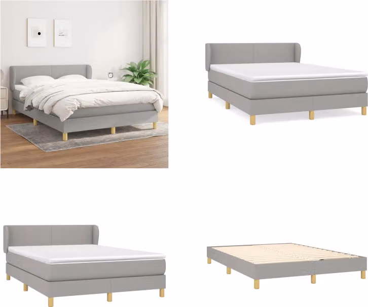 vidaXL Letto boxspring con materasso in tessuto grigio chiaro 140x190 cm - Letto boxspring - Boxspringbetten - Bett - Schlafzimmermöbel