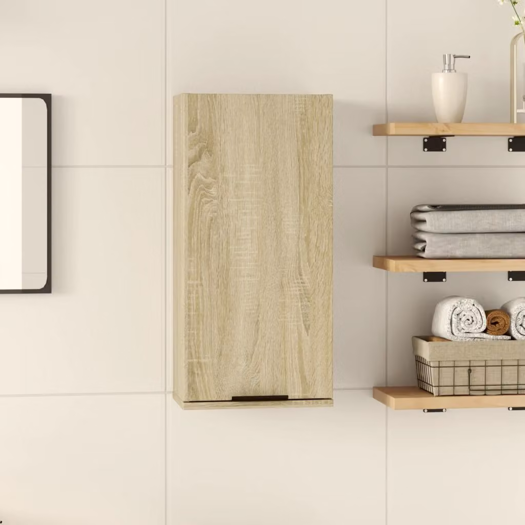 Mobile da bagno a parete vidaXL in rovere, L 32 cm x P 20 cm x H 67 cm