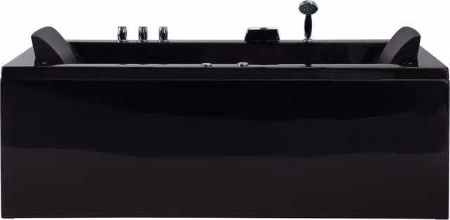 Vasca da bagno in acrilico Beliani Nero con getti massaggianti versione sinistra e luci a LED per poggiatesta L: 183 cm, P: 90 cm, H: 66 cm