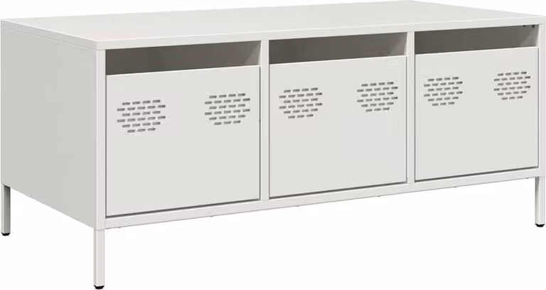 Tavolino Bianco 101,5x50x43,5 cm in Acciaio Laminato a Freddo
