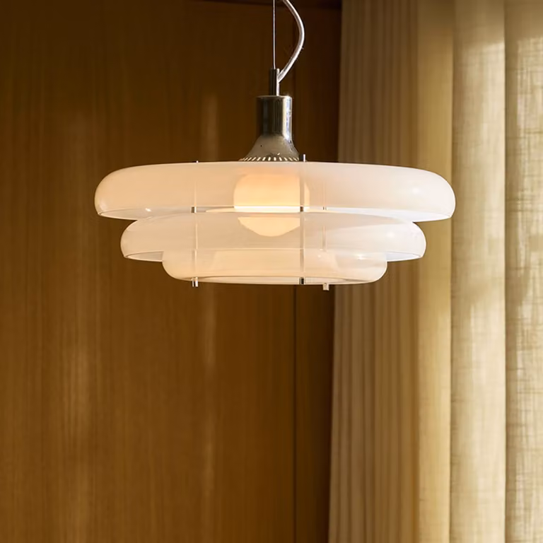 MARKET SET Lampada a sospensione Sunset, dimmerabile, Bianco / Opale, Soggiorno / Sala da pranzo, Vetro, Design, Lampada a sospensione
