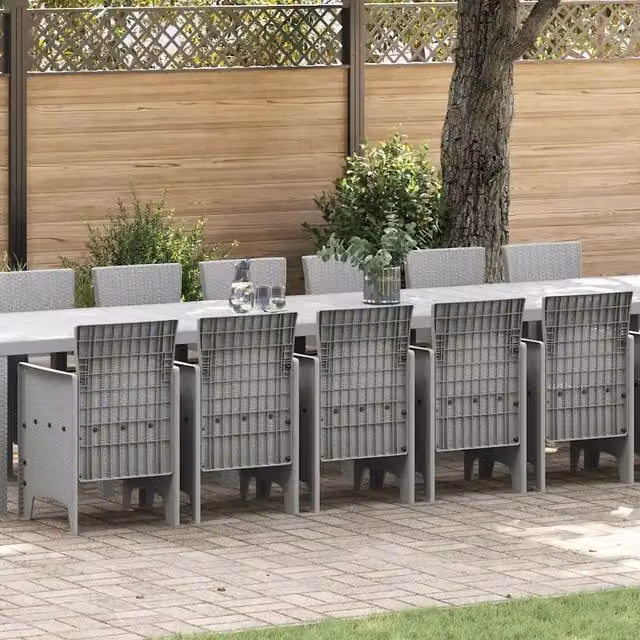 Set da pranzo da giardino moderno vidaXL in rattan grigio con 17 pezzi