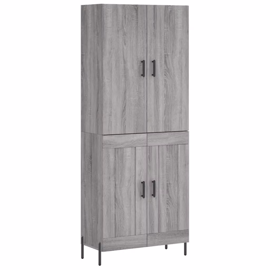 Credenza moderna vidaXL in legno e metallo, colore grigio, L: 69,5 cm, P: 34 cm, H: 180 cm – 2