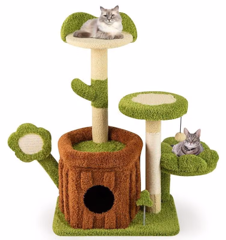 Katzenbaum, design a tre livelli, struttura resistente, colore verde militare