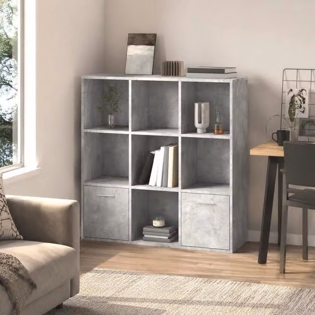Bookshelf, Concrete Grey, 98x30x98 Cm, Wood-based Material
