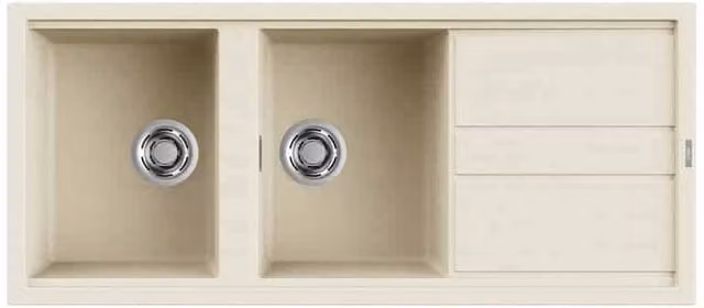 Lavello Elleci Incasso 2 vasche 116x51 Best 500 Granitek Bianco Antico LGB50062