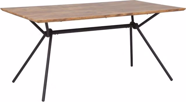 Tavolo da pranzo rettangolare Beliani in stile industriale con piano in legno marrone e gambe in metallo nero, L: 130 cm, P: 90 cm, H: 75 cm