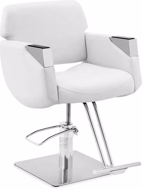 Sedia per barbiere con sostegno per piedi - 480 - 630 mm - 200 kg - Argento, Bianco