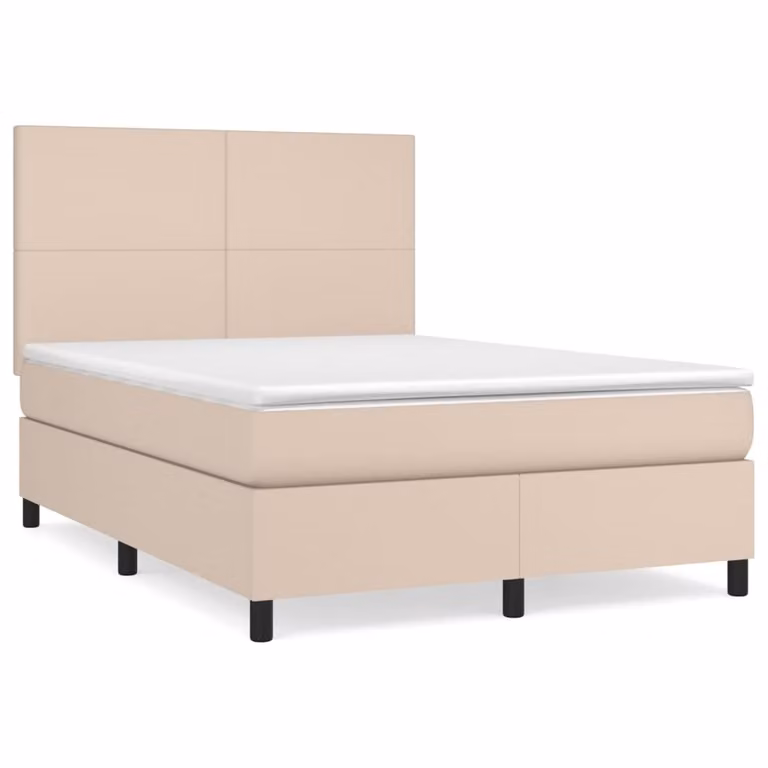 Giroletto a Molle con Materasso Cappuccino 140x190cm Pelle finta