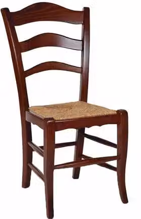 Set di 2 sedie in stile arte povera Mobili 2G in legno massiccio color noce con seduta in paglia L: 50 cm, P: 48 cm, H: 97 cm – 2