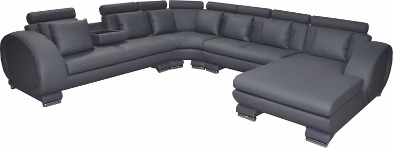 Eck Leder Sofa +USB Couch Polster Sitz Wohnlandschaft Design XXL U-Form Garnitur