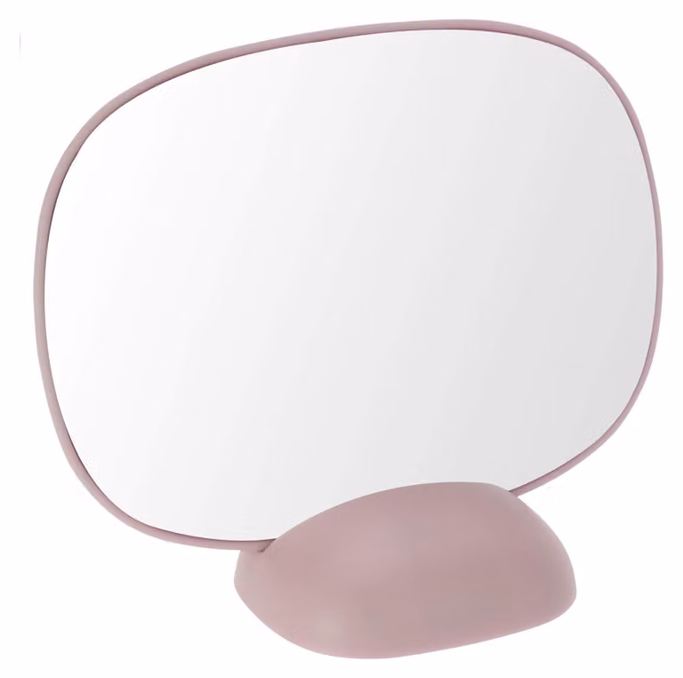 Specchio da trucco, rosa chiaro, 21x21 cm, specchio da tavolo, plastica