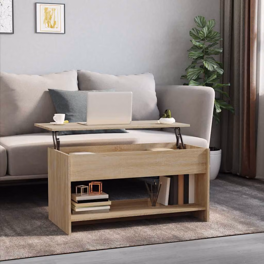 vidaXL Tavolino da Salotto Moderno in Legno Rovere, L 102 cm x P 50 cm x H 52,5 cm