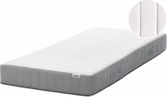 Materasso ibrido BELIANI con molle insacchettate e memory foam, colore bianco, con rivestimento rimovibile e certificazione Oeko-Tex, L/P: 90 x 200 cm – 1