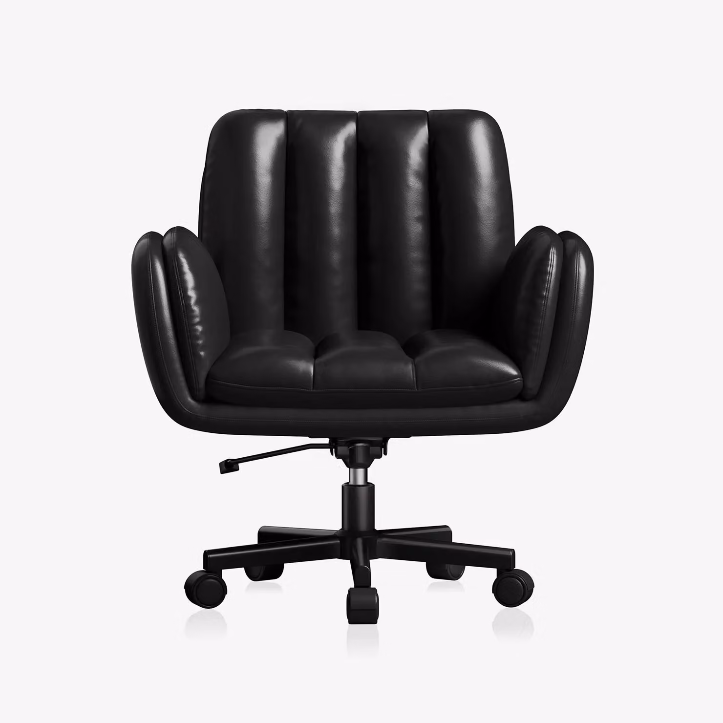 Sedia da scrivania confortevole - Sedia da ufficio ergonomica - Ampia seduta imbottita - Braccioli pieghevoli e regolabili - Rivestimento in ecopelle - Ruote e rotazione a 360° - Regolabile in altezza - Colore: nero