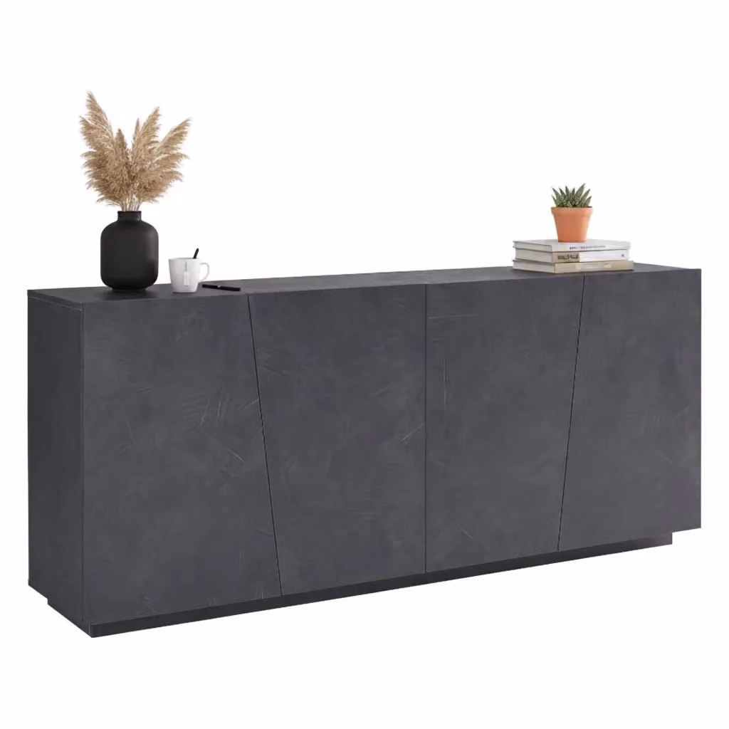 Credenza moderna Apollo DMORA in legno Grigio Ardesia per soggiorno e cucina L: 200 cm, P: 43 cm, H: 86 cm – 2