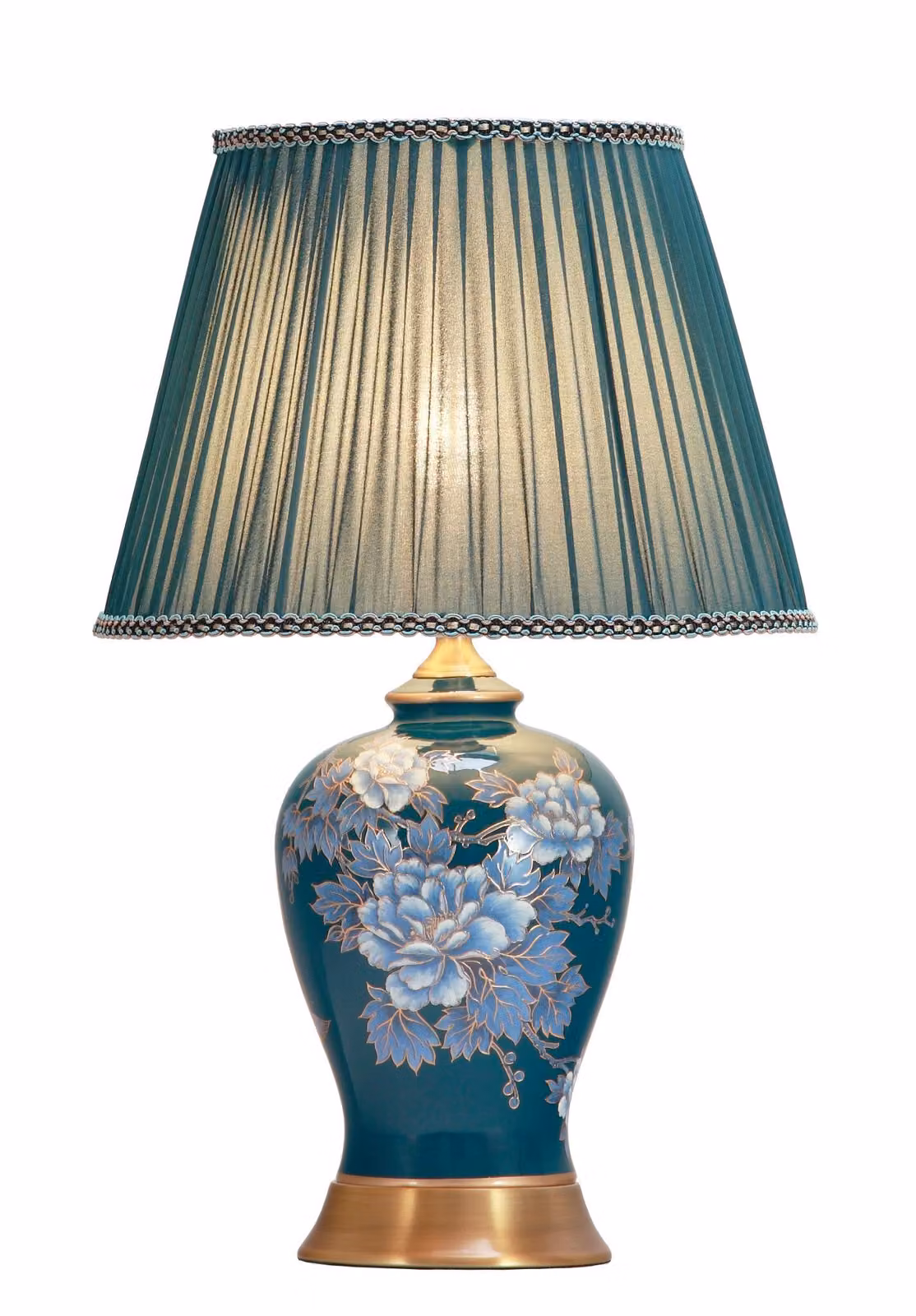 Fine Asianliving Lampada da tavolo cinese in porcellana con paralume E27 Lampada da tavolo orientale in Vetroceramica Lampade da comodino camera da letto soggiorno