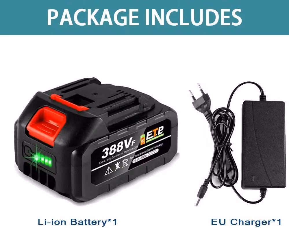 Batteria per utensili elettrici - Li‑Ion 18–21 V - 3,0 Ah - Indicatore dello stato di carica - Caricabatteria con spina UE - Nero