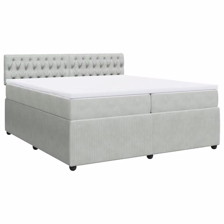 Giroletto a Molle con Materasso Grigio Chiaro 200x200cm Velluto