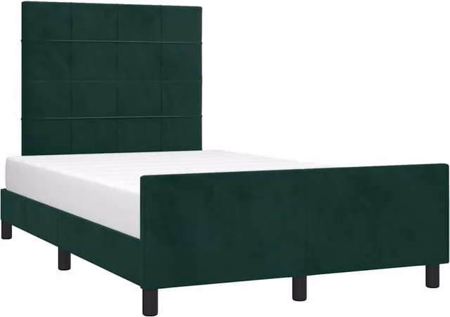 Giroletto vidaXL in Velluto Verde con Struttura in Legno e Doghe Rigide L/P/H: 120 x 200 cm