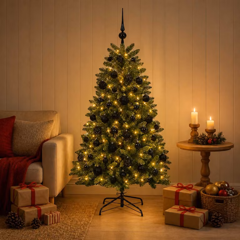 vidaXL Albero di Natale artificiale verde medio con palline 150 cm