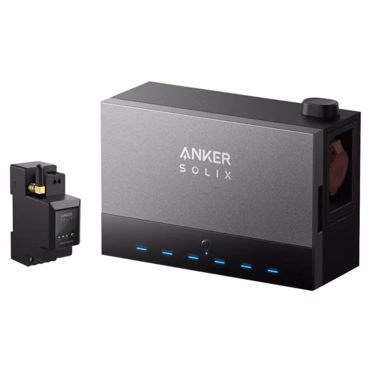 Stoccaggio della centrale elettrica sul balcone di Powerness, Anker Multisystem SOLIX Solarbank Power Dock con Anker Smart Meter