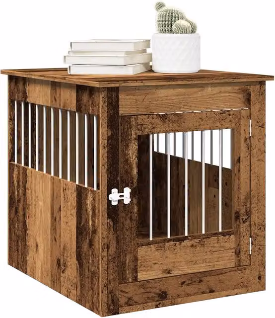Gabbia per cani da arredamento vidaXL in legno e metallo marrone stile rustico L: 80 cm, P: 71 cm, H: 64,5 cm – 1