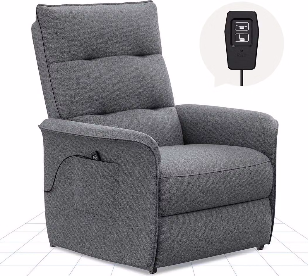 Poltrona reclinabile elettrica con funzione di inclinazione 105°-155°, grigio scuro - A