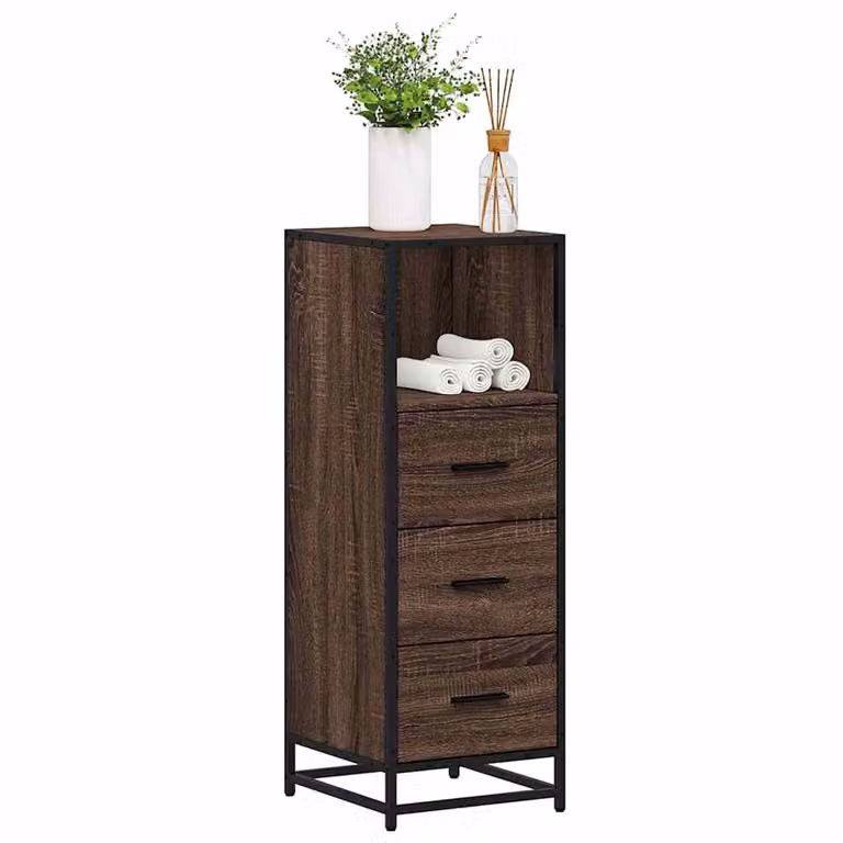 Armadietto da bagno sospeso vidaXL in stile industriale, Rovere Marrone, L/P/H: 35 x 37,5 x 100 cm