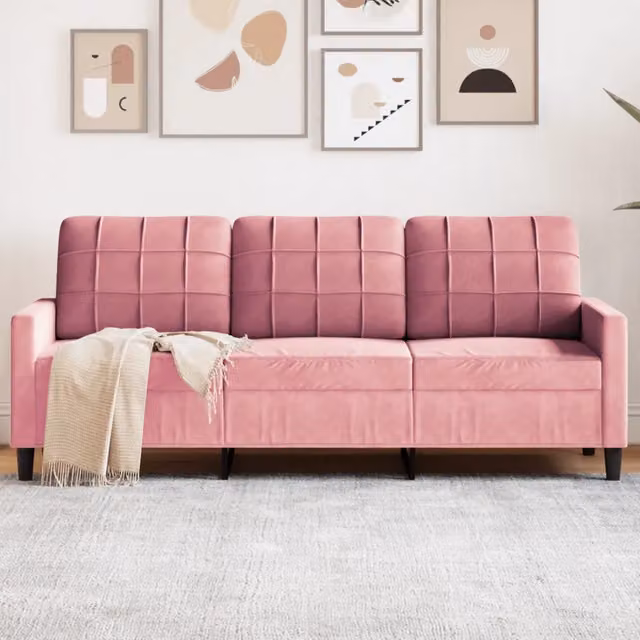 Divano a 3 Posti-Sofa 3 Posti rosa 180 cm in Velluto 823109