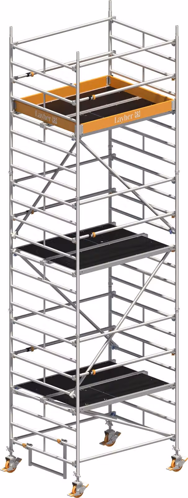 Ponteggio mobile Layher Uni Kompakt P2 con parapetto Uni Telegeländer 7,20 m AH