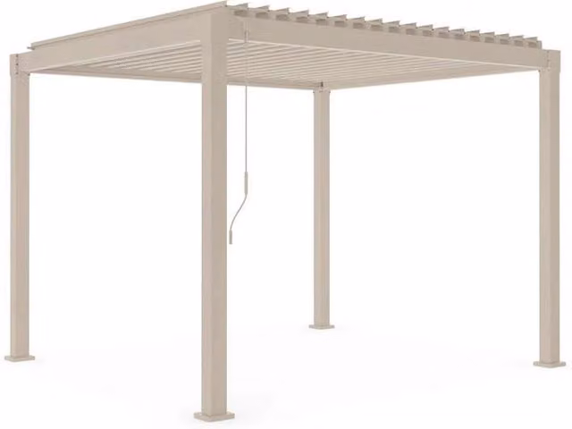 Pergola da Giardino Bizzotto in Acciaio con Tetto Lamellare Beige L: 300 cm, P: 300 cm, H: 240 cm