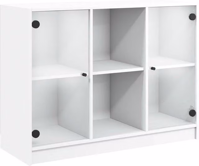 Credenza moderna bianca in MDF per soggiorno e sala da pranzo L: 102 cm, P: 37 cm, H: 75,5 cm