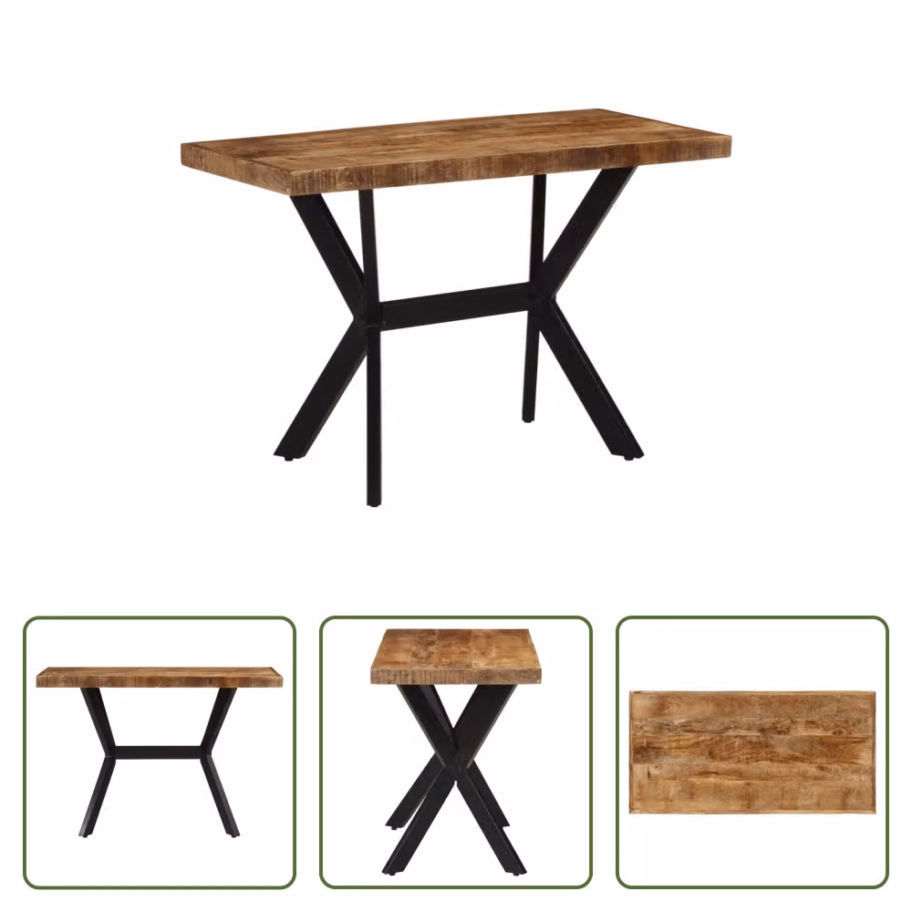 The Living Store Tavolo da pranzo 110x55x75 cm in legno massiccio di mango
