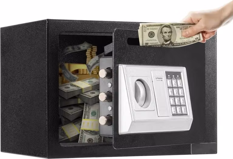 Cassaforte a scomparsa Cassaforte a scomparsa da 0,6 piedi cubi - Cassaforte a scomparsa con pratica fessura di inserimento - Cassaforte a scomparsa con tastiera e manopola - Include 2 chiavi - Per contanti, documenti bancari e banconote