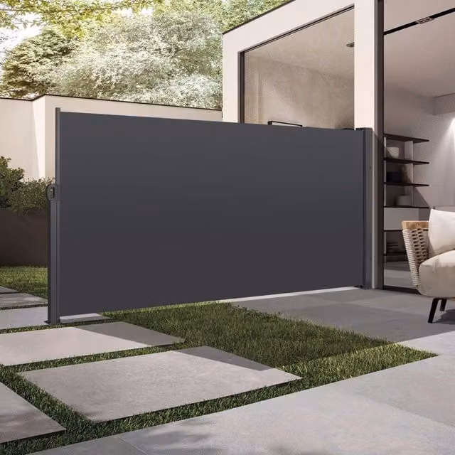 Tenda laterale estraibile Minimal grigia impermeabile in poliestere con struttura in alluminio per balcone e giardino L: 300 cm, H: 200 cm