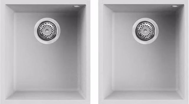 Lavello Elleci Incasso 2 vasche 38x44 Quadra 200 Sottotop Granitek Bianco LGQ20068BSO