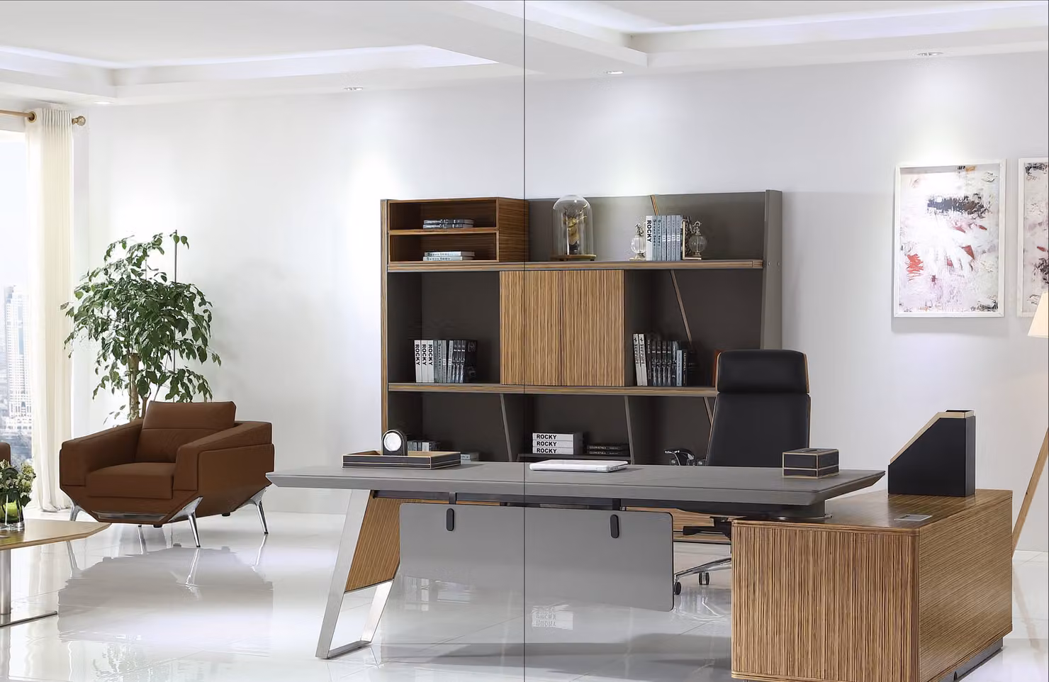 Designer Büro Arbeit Zimmer Set Sessel Tisch Komplett Set Möbel 2tlg Einrichtung